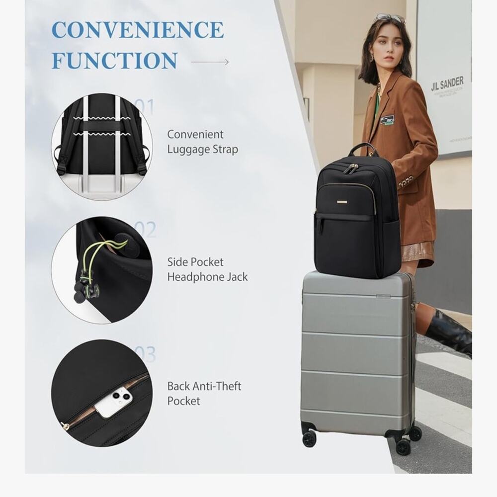 NWOT Travel Backpack for Women Personal Carry On Bag Business Weekender - Picture 4 of 9